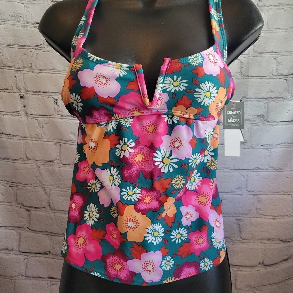 Salt + Cove Juniors' Floral Burst V-Wire Tankini Top